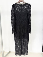 Lace Bell Sleeve Midi Dress H6631