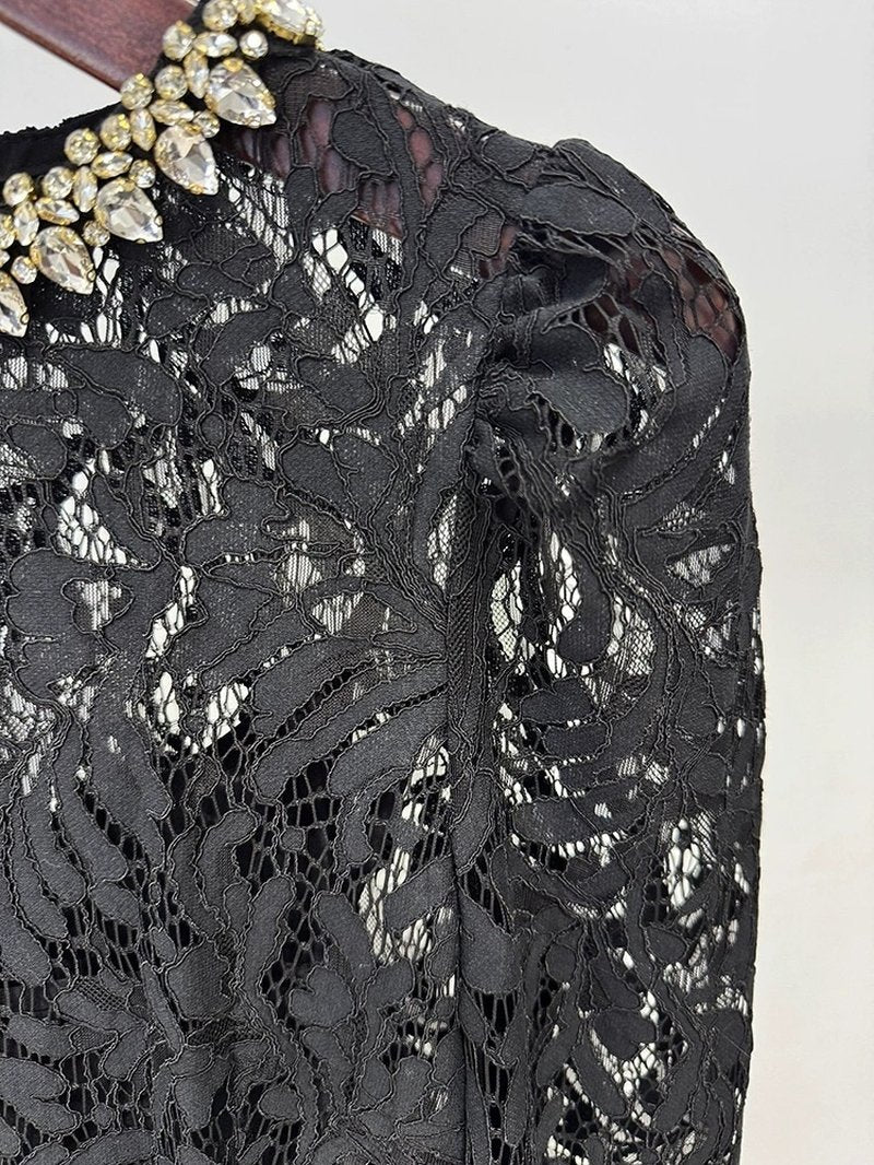 Lace Bell Sleeve Midi Dress H6631