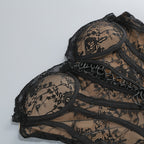Lace Bustier Corset Sheer Drape Cocktail Mini Dress D2604