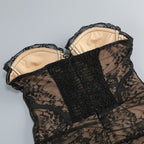 Lace Bustier Corset Sheer Drape Cocktail Mini Dress D2604