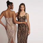 Lace Corset Midi Bandage Dress H6064