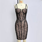 Lace Corset Midi Bandage Dress H6064