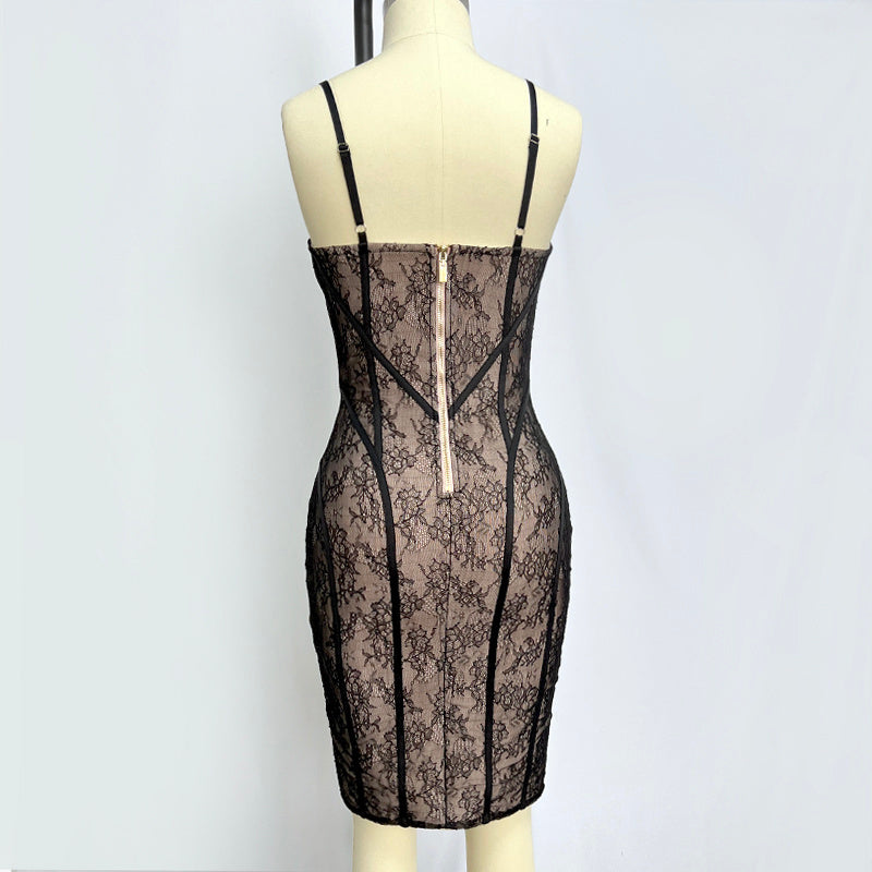Lace Corset Midi Bandage Dress H6064