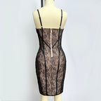 Lace Corset Midi Bandage Dress H6064