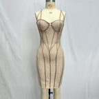 Lace Corset Midi Bandage Dress H6064