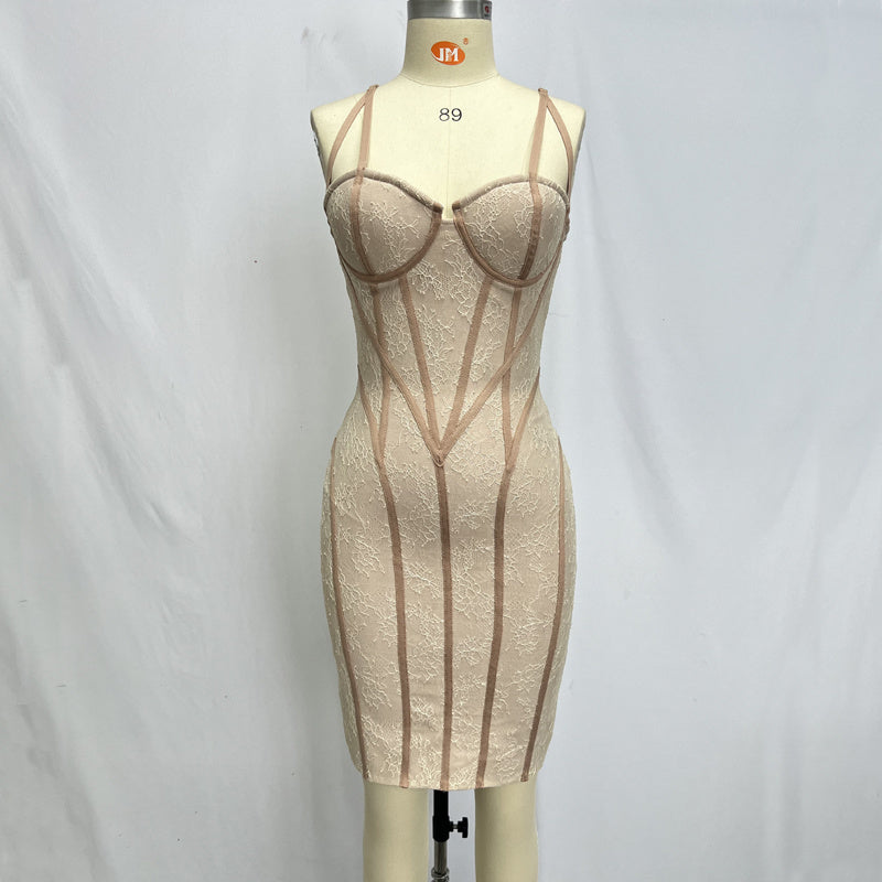 Lace Corset Midi Bandage Dress H6064