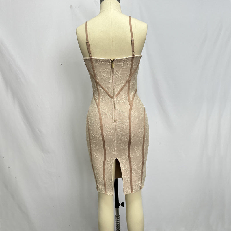 Lace Corset Midi Bandage Dress H6064