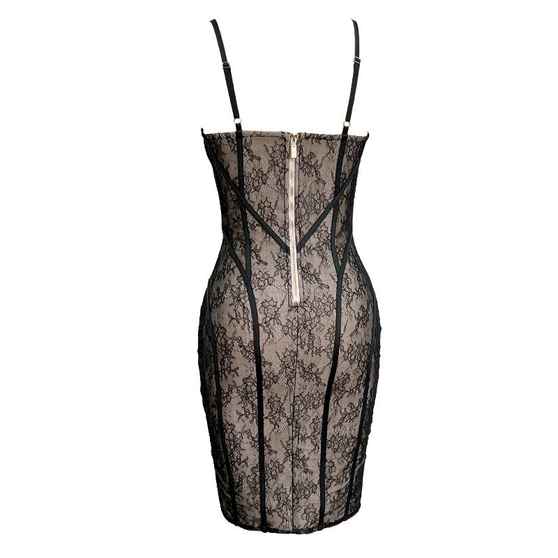 Lace Corset Midi Bandage Dress H6064