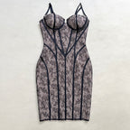 Lace Corset Midi Bandage Dress H6064