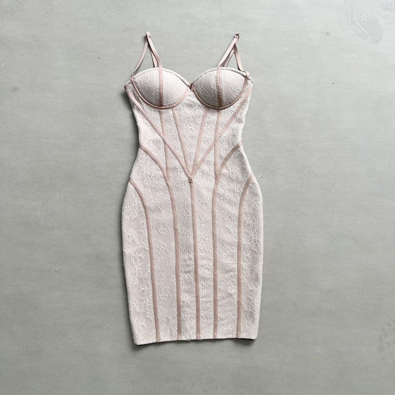 Lace Corset Midi Bandage Dress H6064