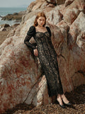 Lace Corset Midi Dress with Puff Sleeves H7063