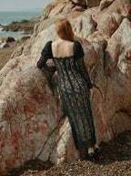 Lace Corset Midi Dress with Puff Sleeves H7063