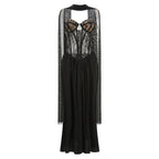 Lace Corset Sheer Cape Gown H7121