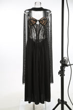 Lace Corset Sheer Cape Gown H7121