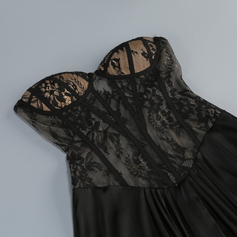 Lace Corset Sheer Cape Gown H7121