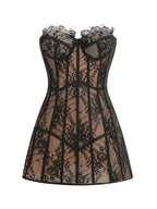Lace Corset Strapless Mini Dress H7145