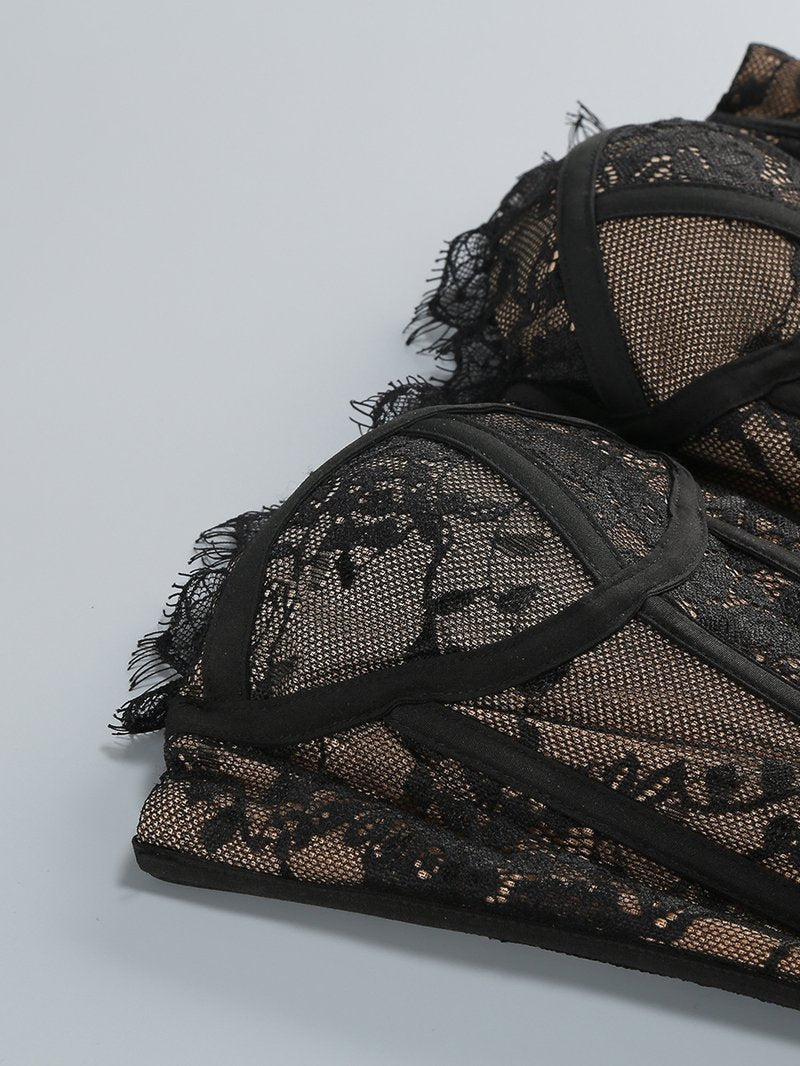 Lace Corset Strapless Mini Dress H7145
