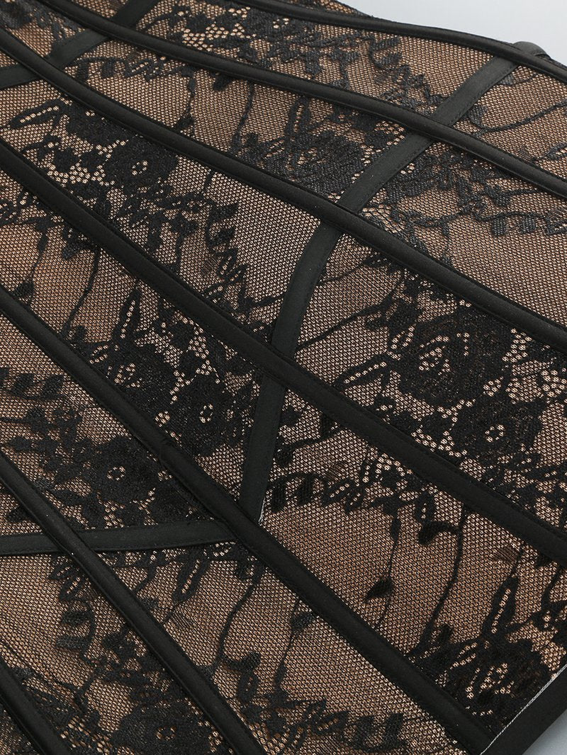 Lace Corset Strapless Mini Dress H7145