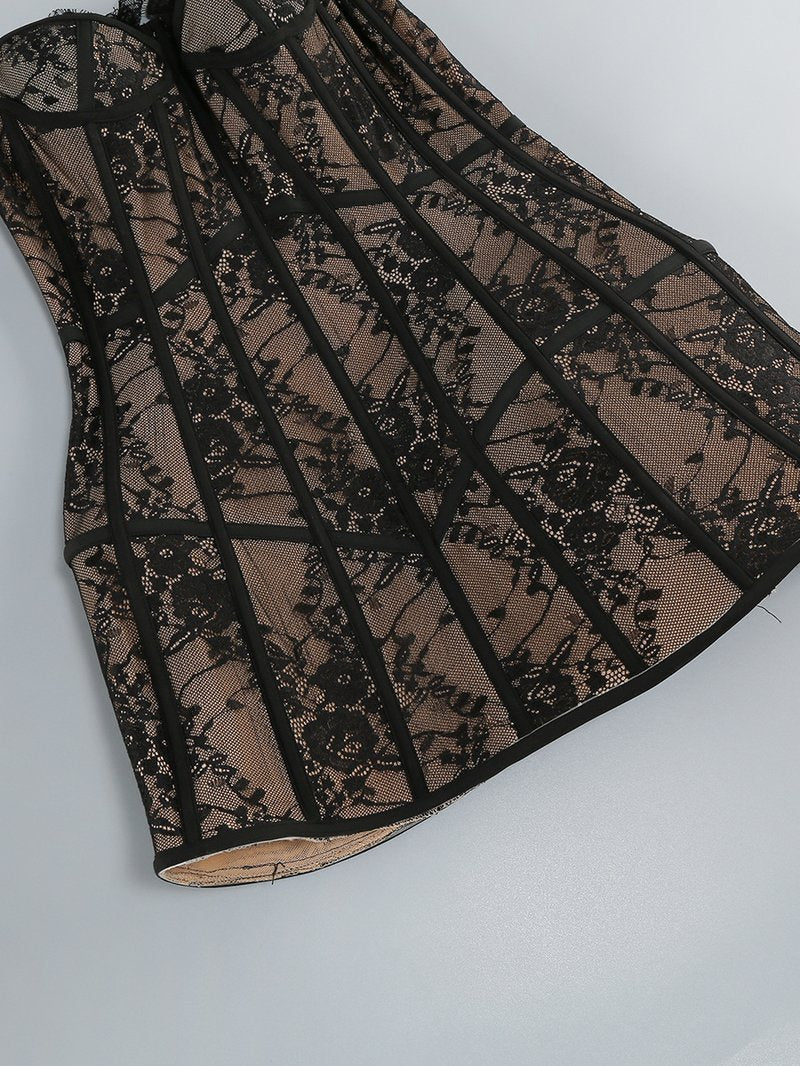 Lace Corset Strapless Mini Dress H7145