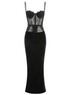 Lace Corset Velvet Maxi Dress H6853