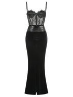 Lace Corset Velvet Maxi Dress H6853