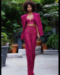 Lace Crop Top & Wide Leg Pants Set H6173
