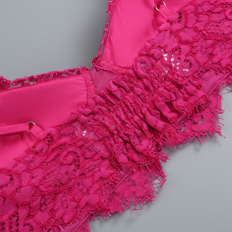 Lace Crop Top & Wide Leg Pants Set H6173