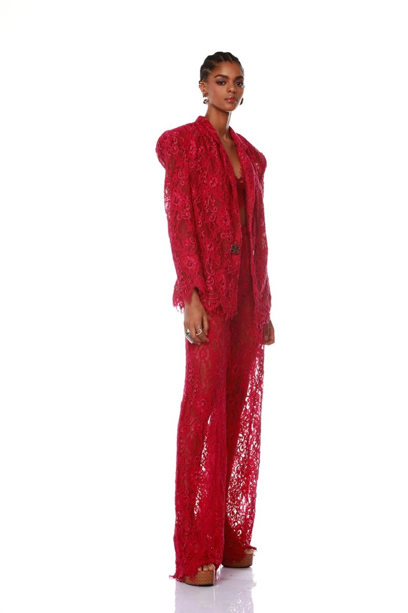 Lace Crop Top & Wide Leg Pants Set H6173
