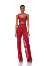 Lace Crop Top & Wide Leg Pants Set H6173