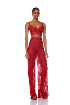 Lace Crop Top & Wide Leg Pants Set H6173
