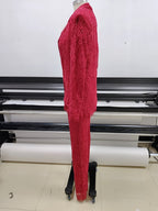 Lace Crop Top & Wide Leg Pants Set H6173