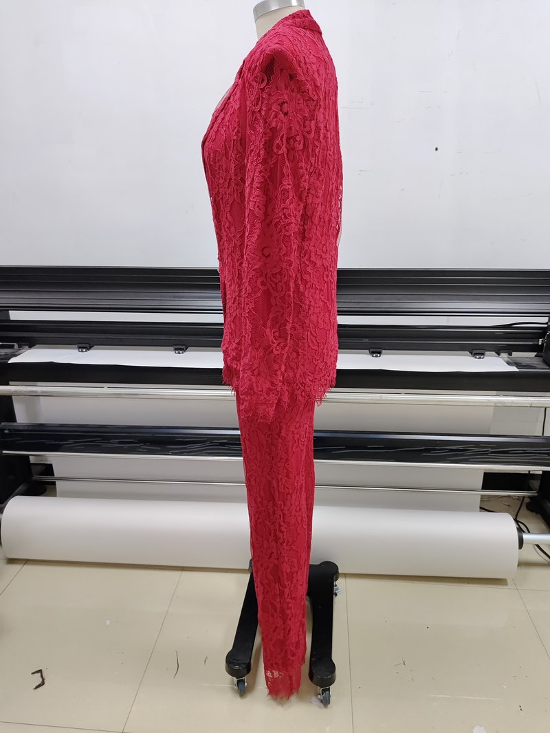 Lace Crop Top & Wide Leg Pants Set H6173