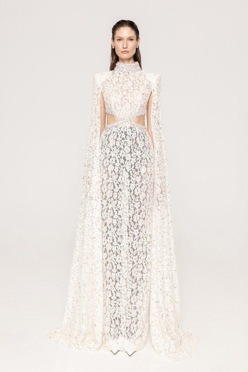 Lace Cut-Out Mermaid Wedding Gown H7127