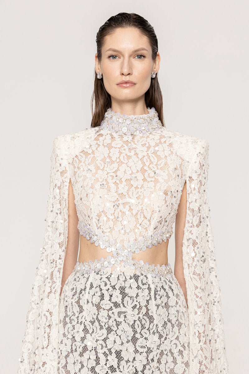 Lace Cut-Out Mermaid Wedding Gown H7127