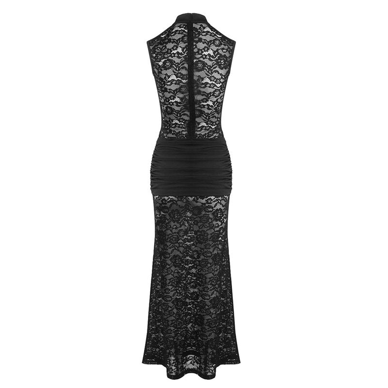 Lace Cutout High Slit Maxi Dress H6995