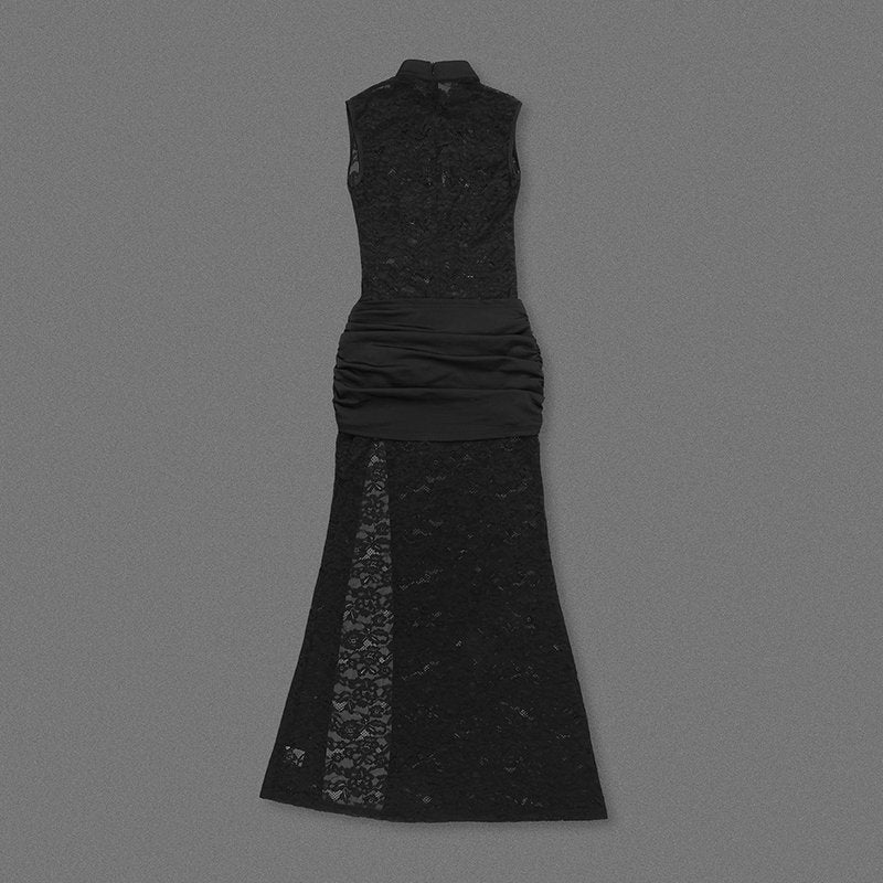 Lace Cutout High Slit Maxi Dress H6995
