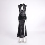 Lace Cutout High Slit Maxi Dress H6995