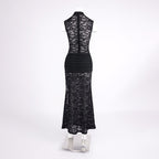 Lace Cutout High Slit Maxi Dress H6995