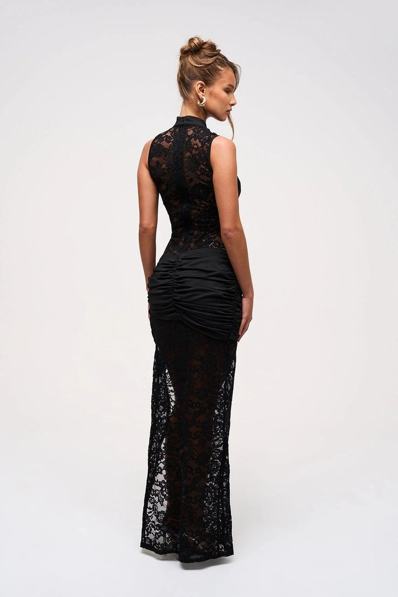 Lace Cutout High Slit Maxi Dress H6995