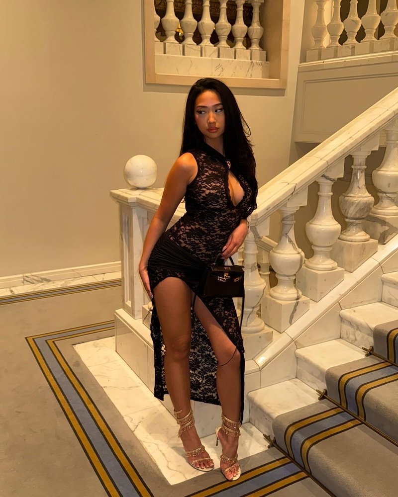 Lace Cutout High Slit Maxi Dress H6995