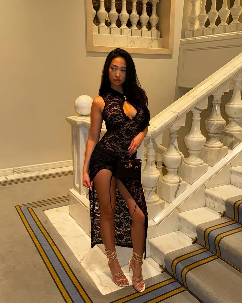 Lace Cutout High Slit Maxi Dress H6995
