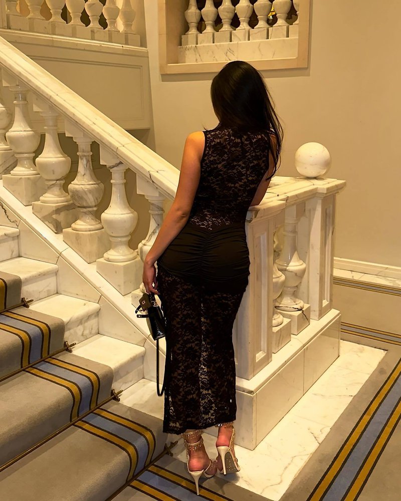 Lace Cutout High Slit Maxi Dress H6995