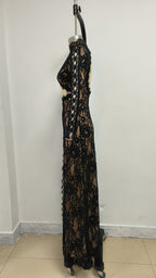 Lace Cutout Long Sleeve Gown H6624