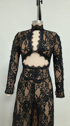 Lace Cutout Long Sleeve Gown H6624