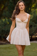 Lace Eyelet Sweetheart Mini Dress H6314