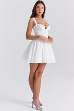 Lace Eyelet Sweetheart Mini Dress H6314