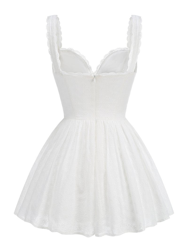 Lace Eyelet Sweetheart Mini Dress H6314