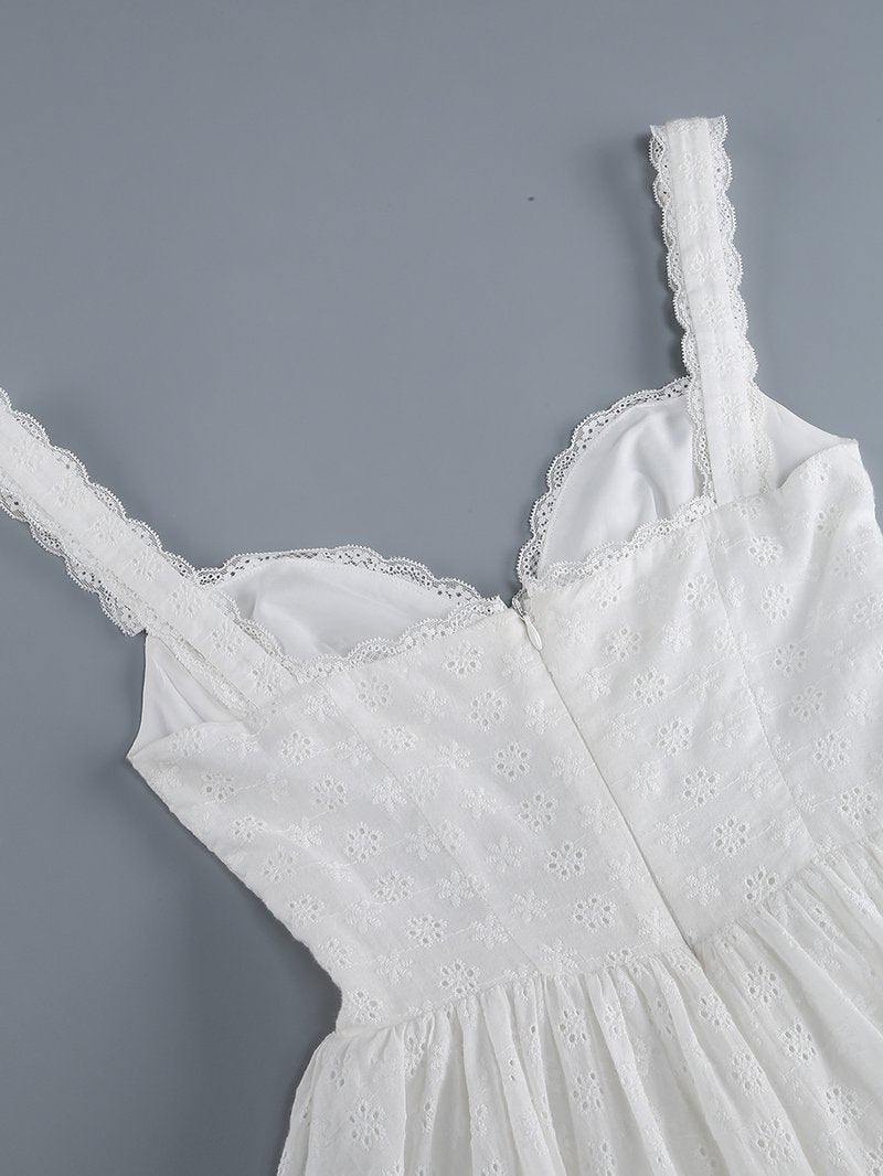 Lace Eyelet Sweetheart Mini Dress H6314