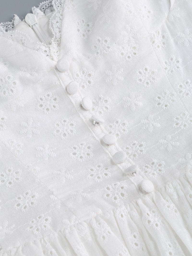 Lace Eyelet Sweetheart Mini Dress H6314