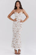 Lace Floral Strappy Maxi Dress H6394